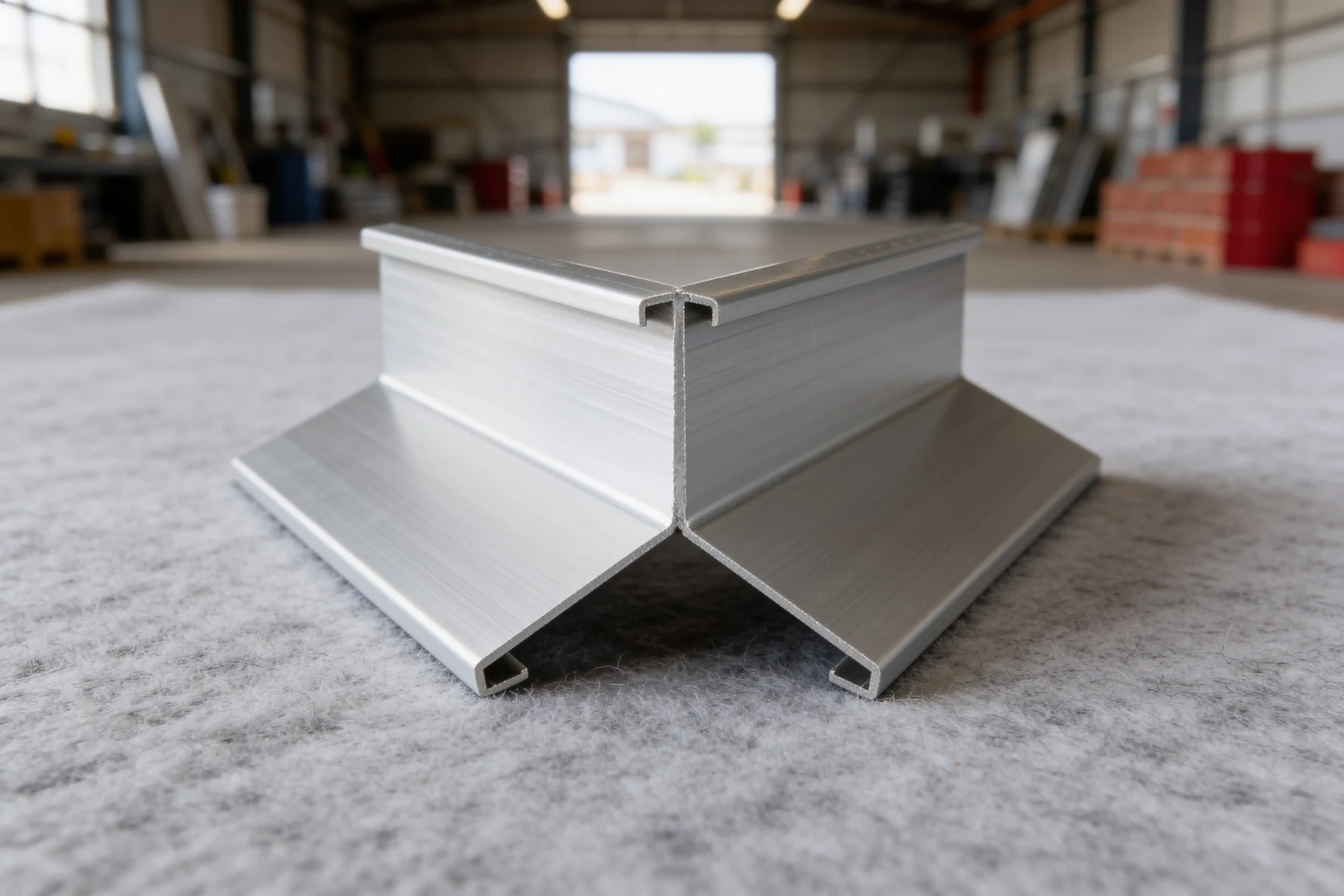 Geschweißte Außenecke eines Dachrandprofils aus Aluminium