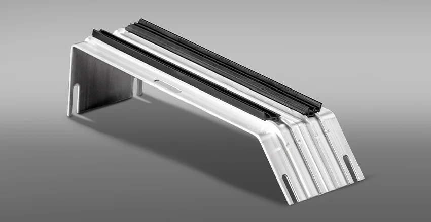 MAG Halterprofil aus Aluminium mit eingezogenen Gummiprofilen
