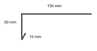 Zeichnung Traufblech Typ A, 135 mm, 50 mm und 15 mm