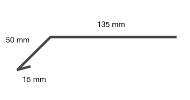 Zeichnung Traufblech Typ B, 135 mm, 50 mm und 15 mm