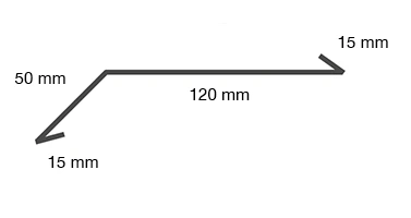 Zeichnung Traufblech Typ C, 120 mm, 50 mm und 15 mm