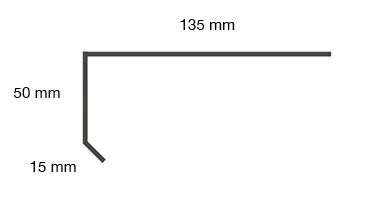 Zeichnung Traufblech Typ D, 135 mm, 50 mm und 15 mm