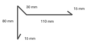 Zeichnung Windbordleiste Typ A, 80 mm, 30 mm, 110 mm