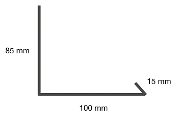 Zeichnung Winkelstreifen mit Falz, 85 mm, 100 mm und 15 mm